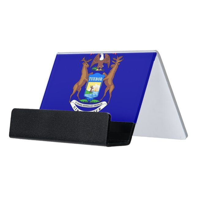 Card Holder with flag of Michigan State, USA (Angled Front)
