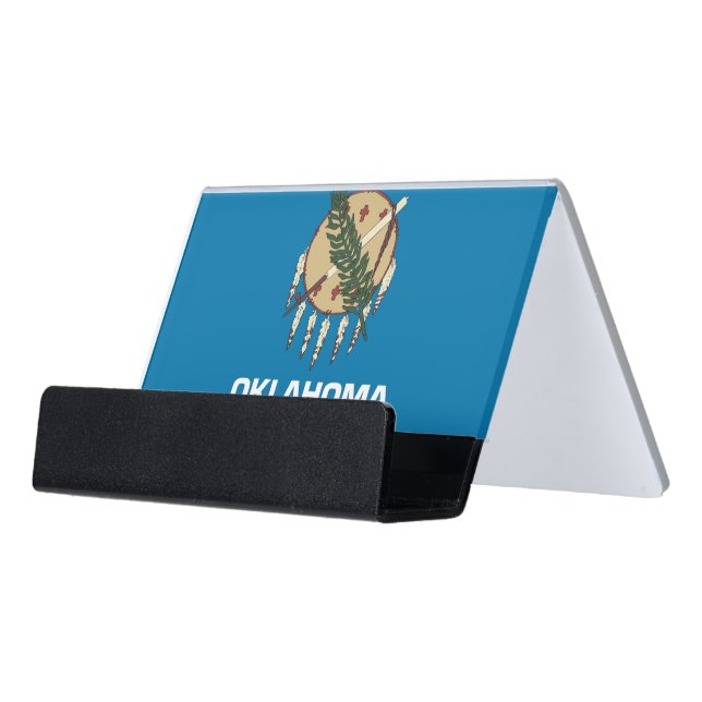 Card Holder with flag of Oklahoma State, USA (Angled Front)
