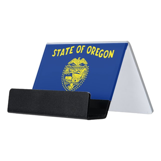 Card Holder with flag of Oregon State, USA (Angled Front)