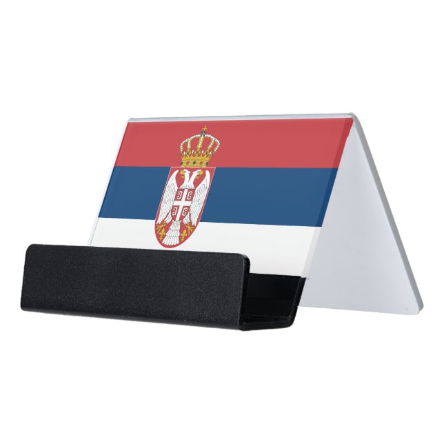 Card Holder with flag of Serbia (Angled Front)