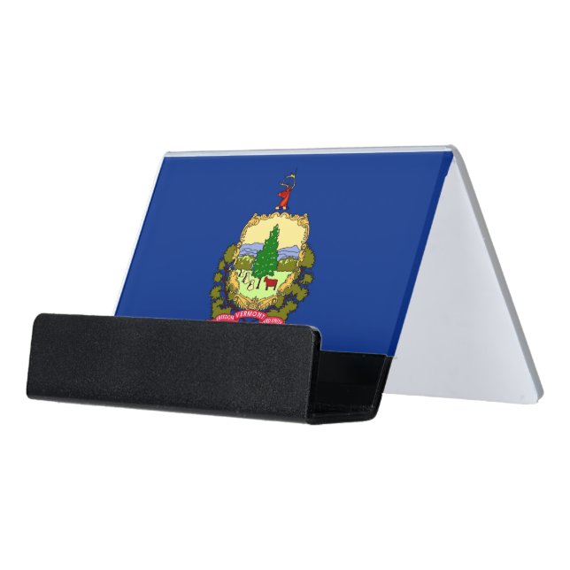 Card Holder with flag of Vermont State, USA (Angled Front)