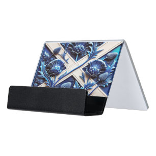 Card Holder with Scottish Thistles Design