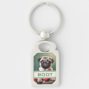 card house   pug  keychain