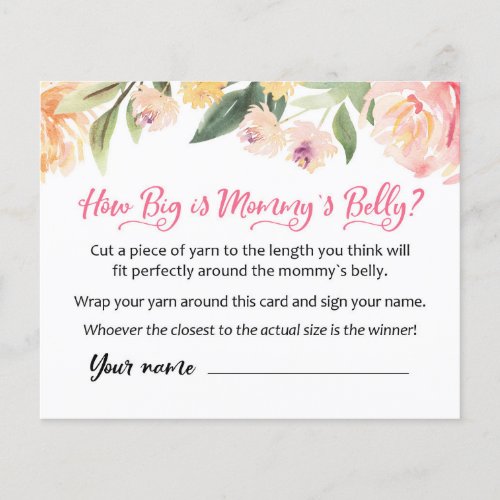 CARD How big is Mommys Belly Baby Shower Game