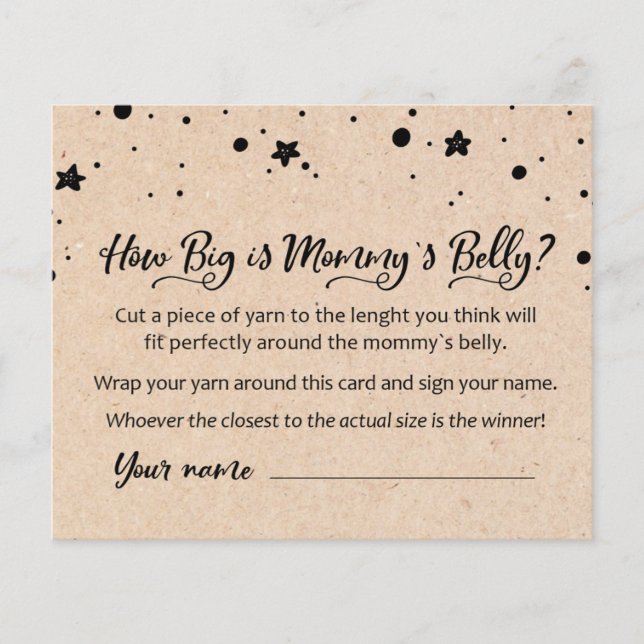 CARD How big is Mommy's Belly? Baby Shower Game (Front)