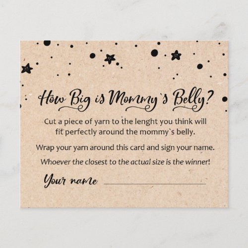 CARD How big is Mommys Belly Baby Shower Game