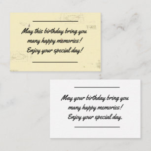 Card insert - Birthday Message
