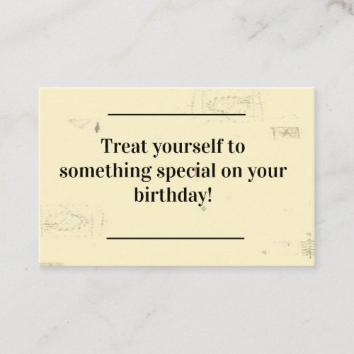 Card insert _ Birthday Message _ Treat Yourself