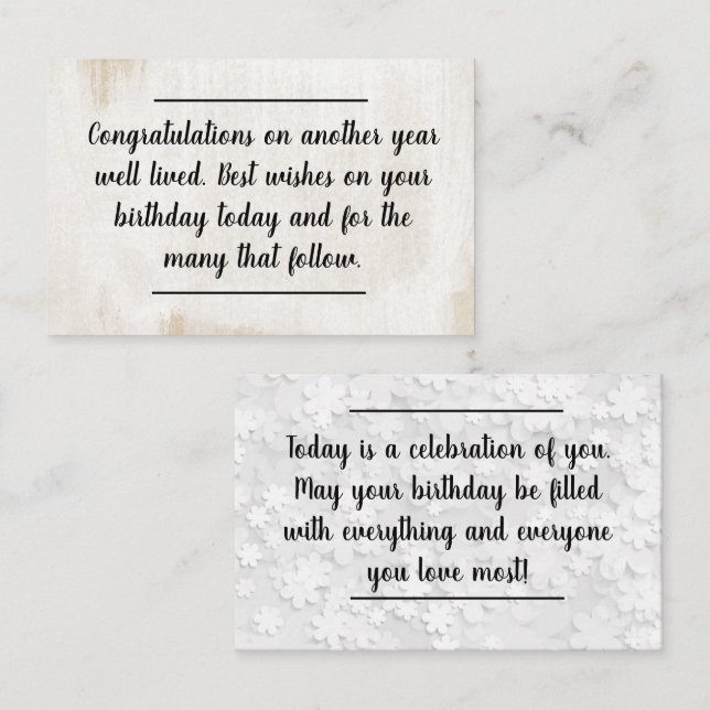 Card insert - Birthday Messages - (Front/Back)
