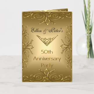 Card Invitation 50th Wedding Anniversary Art Deco