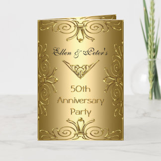 Card Invitation 50th Wedding Anniversary Art Deco