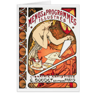 Card/ Invitation: Alphonse Mucha -  Menus Cards