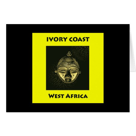 Card IVORY COAST GOLD MASK, yellow background (Front Horizontal)