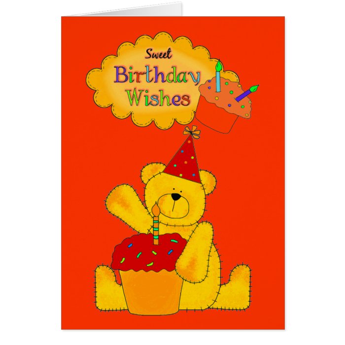 Card Kid's Boys Happy Birthday Bear Cake 1