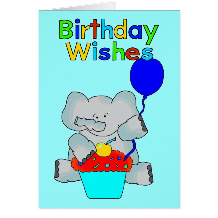 Card Kid's Boys Happy Birthday Elephant Cake