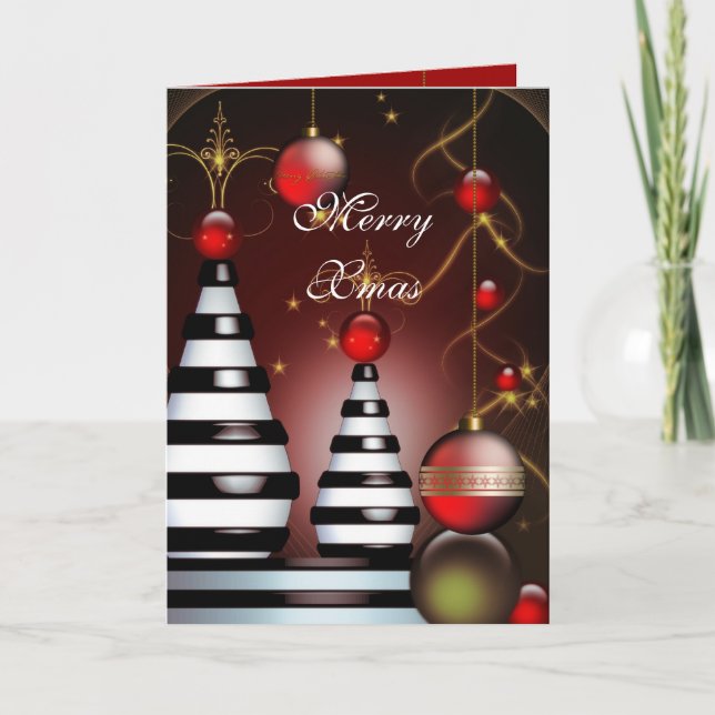 Card Merry Xmas Red Balls (Front)