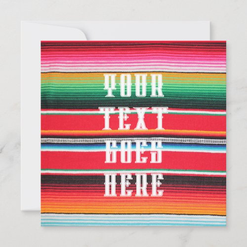 card Mexican mexico poncho serape invitation 