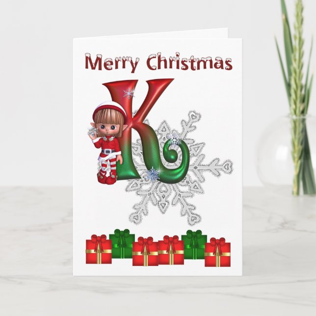 Card Monogram Christmas K (Front)