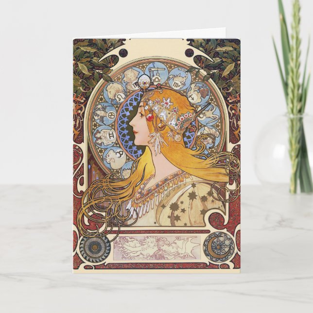 Card: Mucha - Zodiac - La Plume Card (Front)