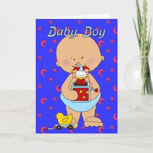 Card New Baby Boy Our New Arrival Announcement A3