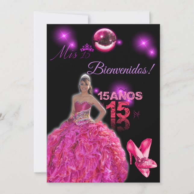 card of 15 black with fuxia bienvenidos (Front)