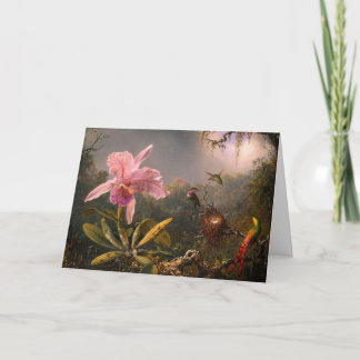 Card: Orchid and Hummingbirds Holiday Card