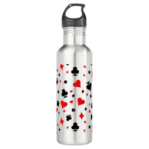 Card Party Suit of Cards Red and Black    Stainless Steel Water Bottle