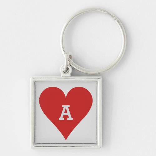 Card Player custom monogram key chains _ Heart