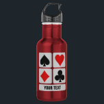 Card Player custom Stainless Steel Water Bottle<br><div class="desc">A great for a card player! Change the text field to what you want (e.g. your name or your game, such as ‘Poker’, ‘Bridge’, ‘Canasta’ etc.). You can also change the font and its size and color, as well as add more text fields, by using the "Customize it" function. See...</div>