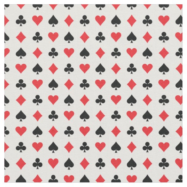 Black and Red Playing Card Shapes Fabric | Zazzle.com