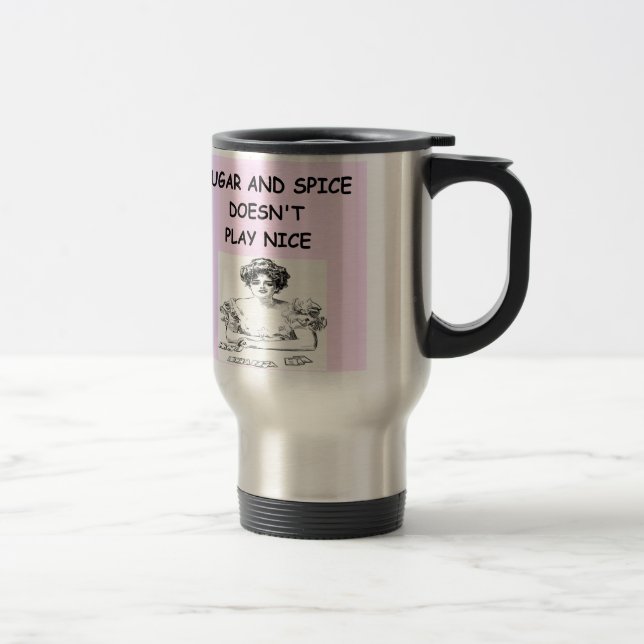 card player travel mug (Right)