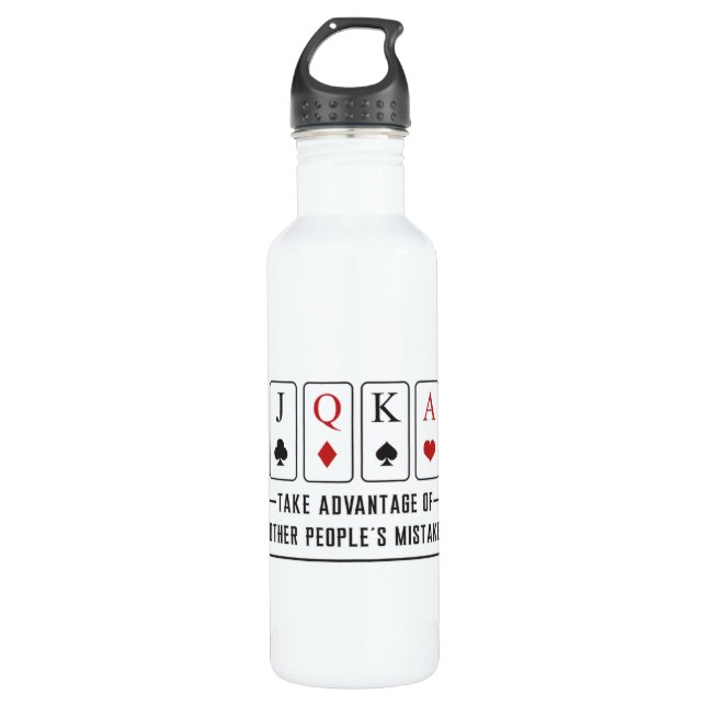 Card Playing Day Ace Cards Poker Casino Game Gift Stainless Steel Water Bottle (Front)