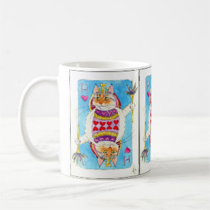 Card-playing Valentine cat mug, Large Size Coffee Mug