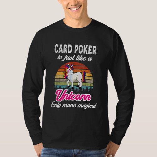 Card Poker   Retro Unicorn  Vintage Sunset T_Shirt