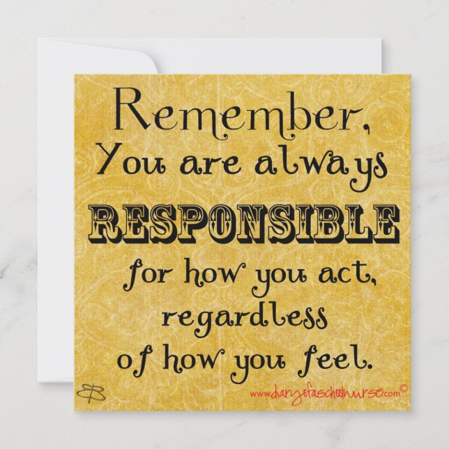 card quality quote on responsibility (Front)
