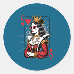 Card Queen Valentines Hearts Humor Classic Round Sticker