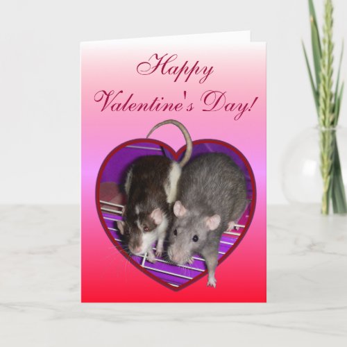 Card Ratty Love Valentine Pink Holiday Card