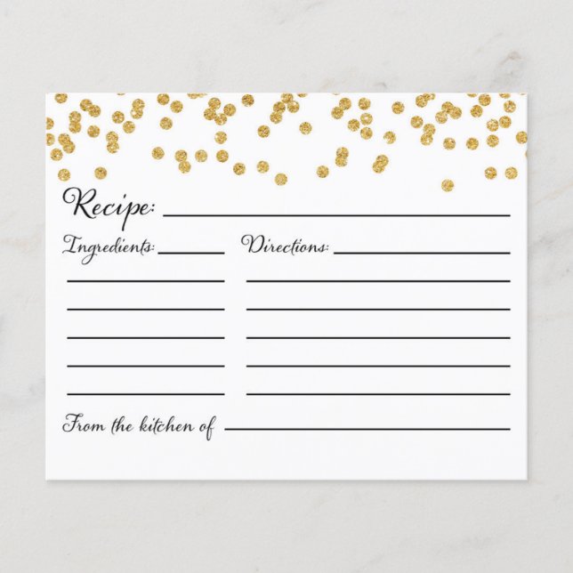 CARD Recipe for the Bride, Bridal & Wedding Shower (Front)