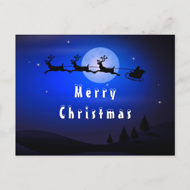 Card Santa with Reindeers Christmas Card (Front)