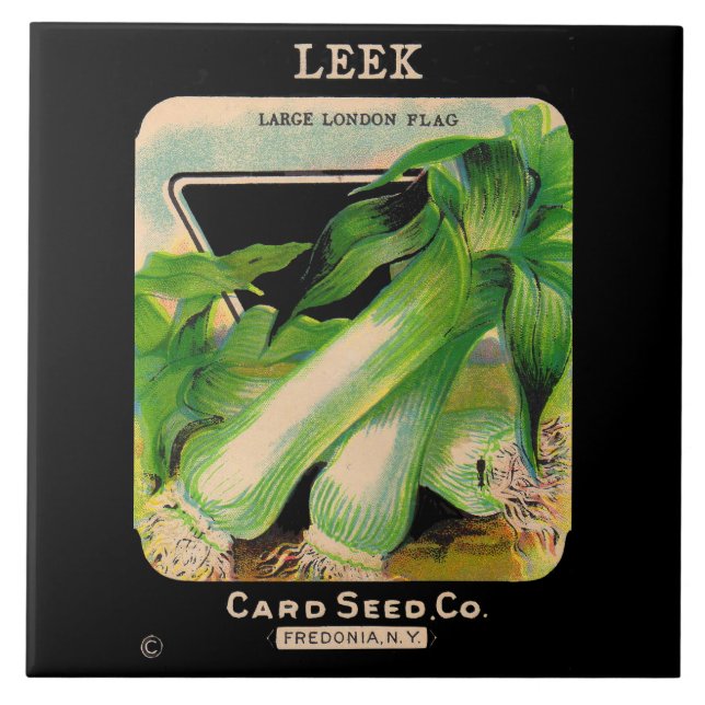 Card Seed Company envelope cover - leeks Ceramic Tile (Front)
