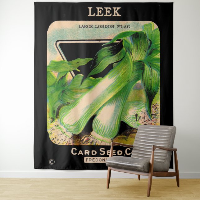 Card Seed Company envelope cover - leeks Tapestry (In Situ)