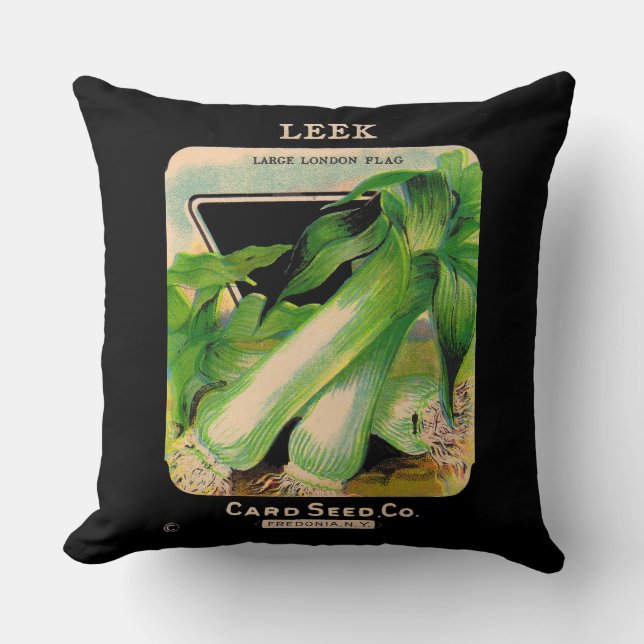 Card Seed Company envelope cover - leeks Throw Pillow (Front)