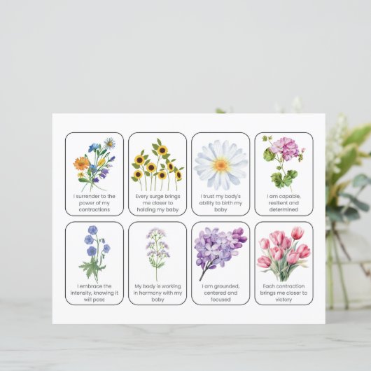 Card Set With 8 Childbirth Affirmations (Standing Front)