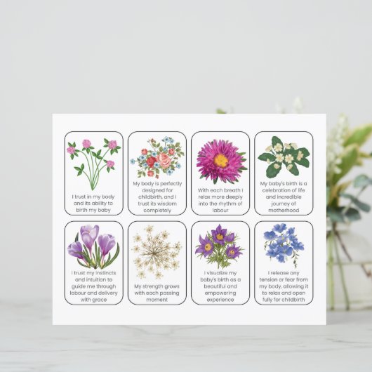 Card Set With 8 Childbirth Affirmations (Standing Front)