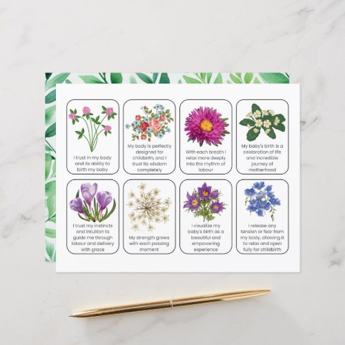 Card Set With 8 Childbirth Affirmations