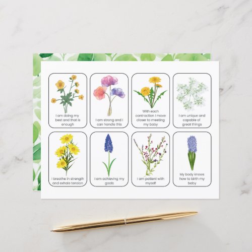 Card Set With 8 Childbirth Affirmations