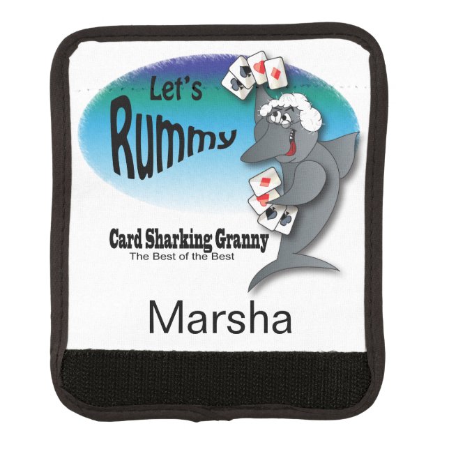 Card Sharking Granny - Lets Rummy Luggage Handle W Luggage Handle Wrap (Front)