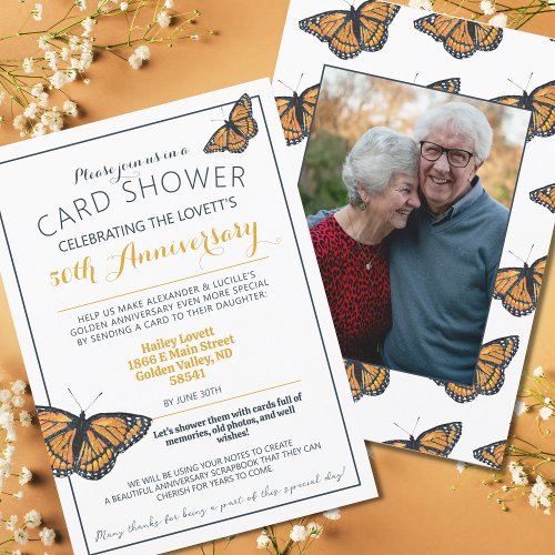  Card Shower 50th Anniversary Photo Invitation
