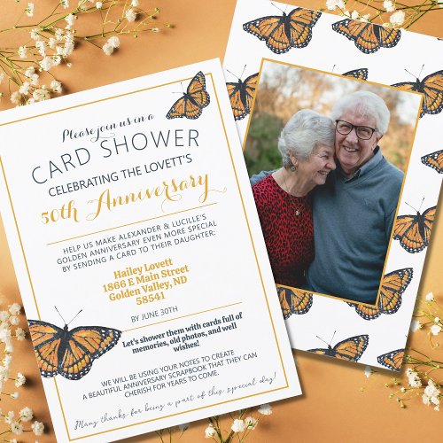  Card Shower 50th Anniversary Photo Invitation