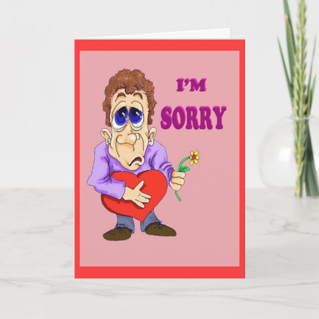 card Sorry man with heart flower (Front)